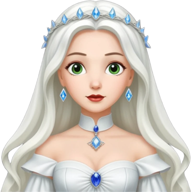 Good Witch of the North from the Wizard of Oz with long white hair, white outfit emoji