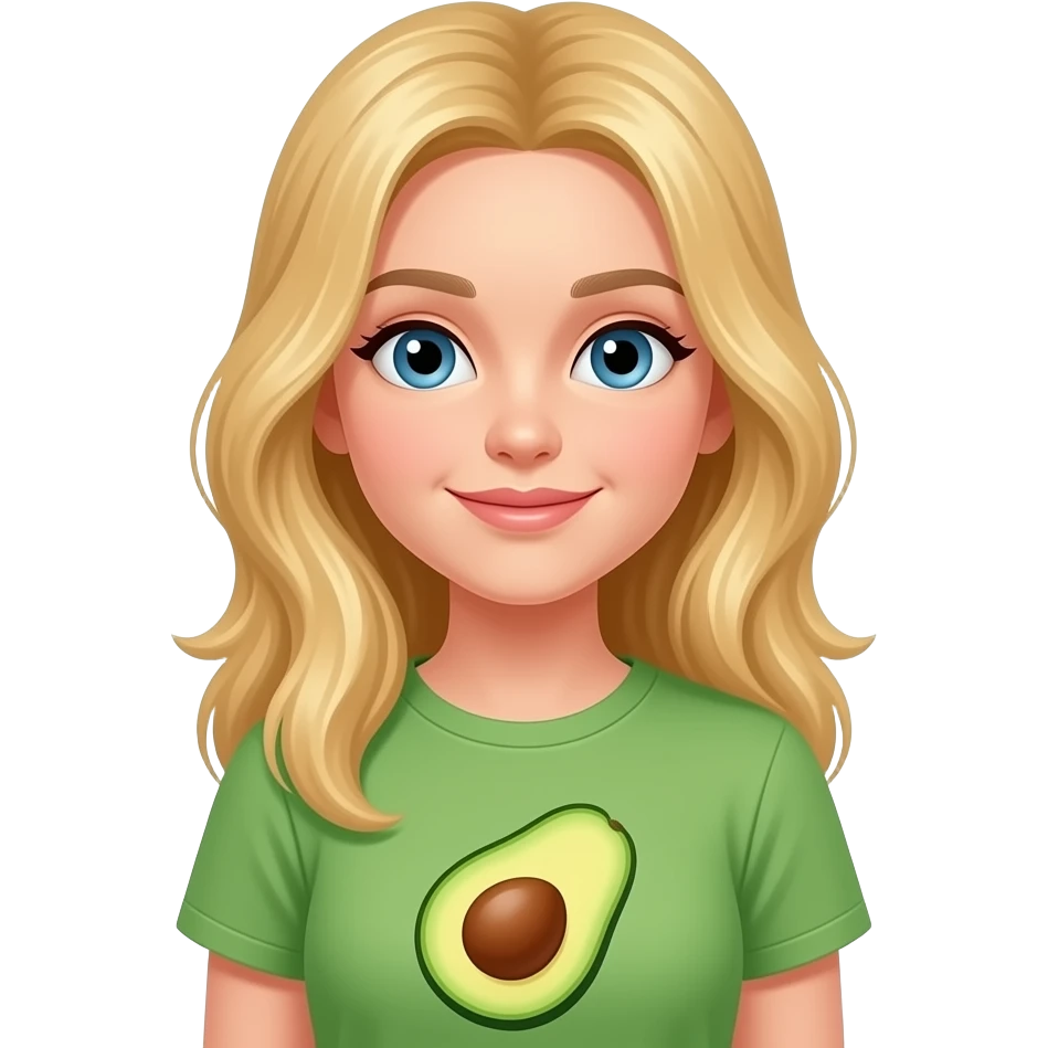 avacado  t shirt and the girl with blonde  hair emoji