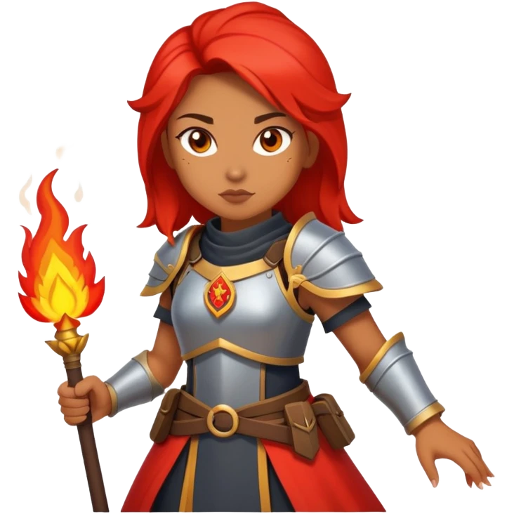 Young female warrior with fire powers inspired by The Poppy War emoji