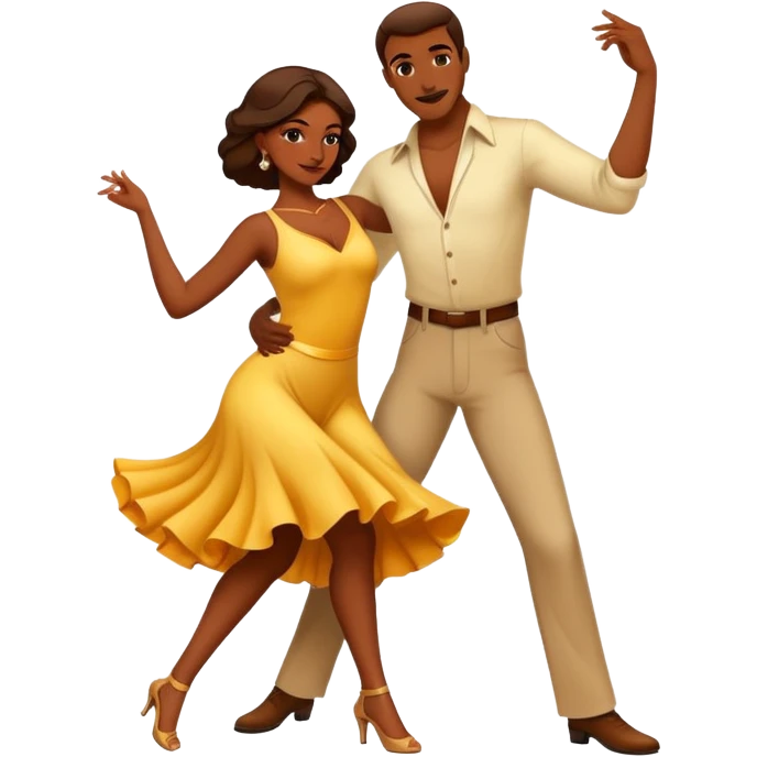 a man and a woman salsa dancing together, dramatic pose emoji