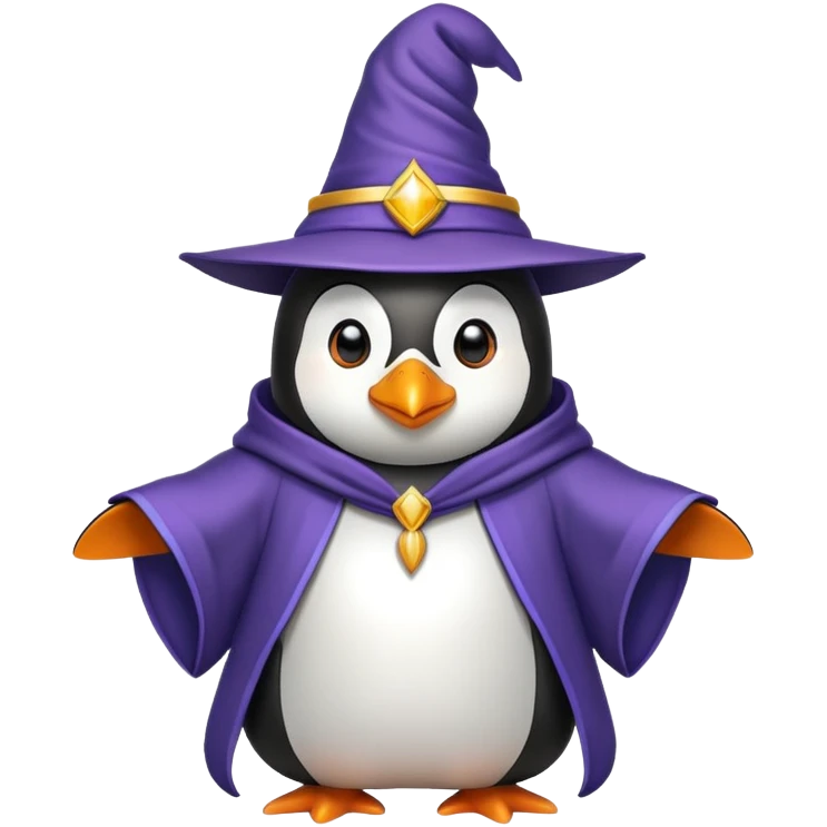 penguin wearing wizard hat and robe emoji