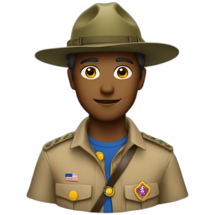 French boyscout with a campaign hat emoji