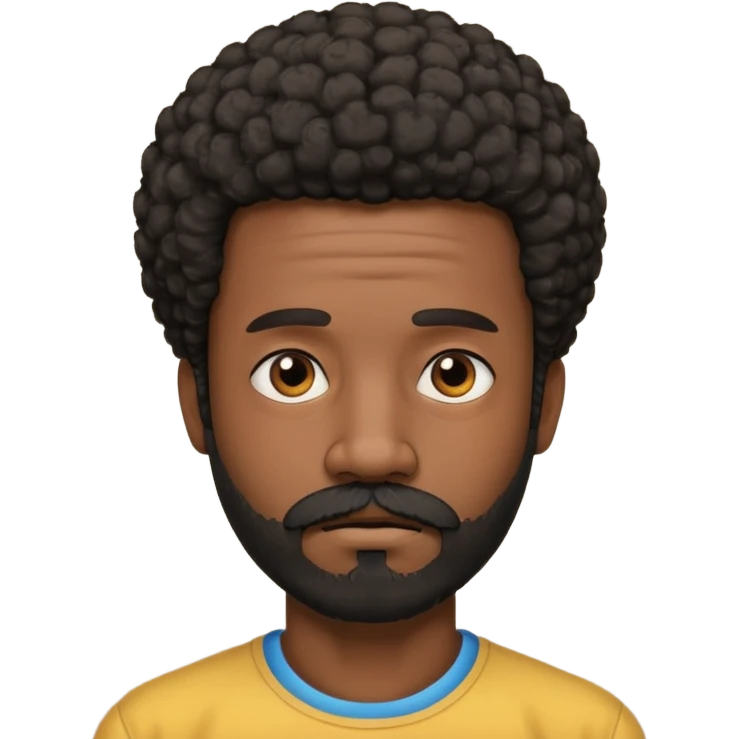 black man with beard, mustache, and short afro sad emoji