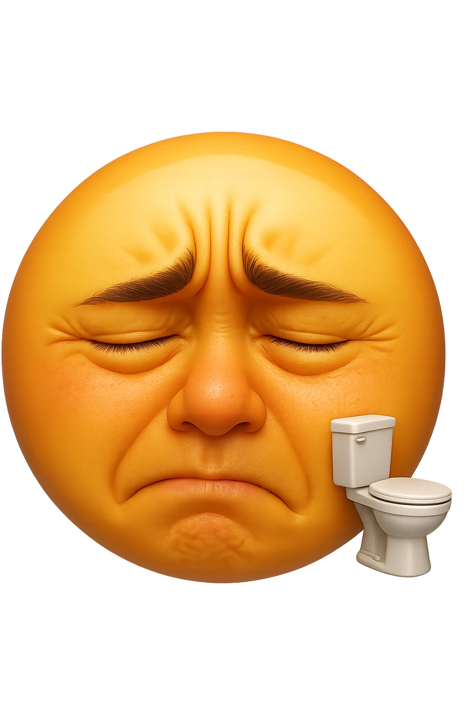 emoji stile iphone che riguarda l'argomento "stipsi/andrò al bagno oggi?", iperrealistico 4k emoji