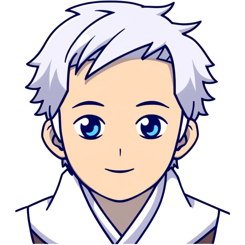 Satoru Gojo anime character with white hair and blue eyes emoji
