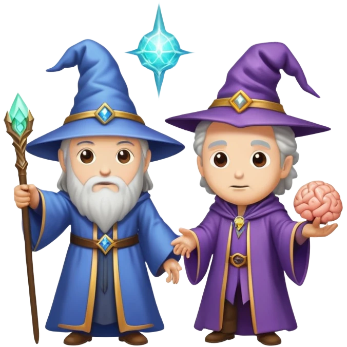 wizard and brain in a magical duel emoji