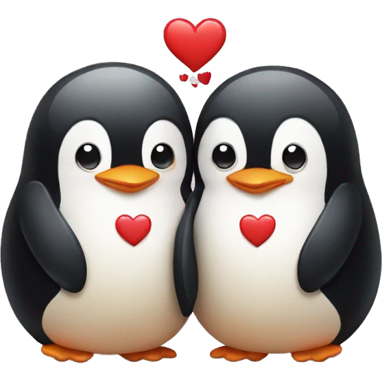 Penguin couple with heart emoji