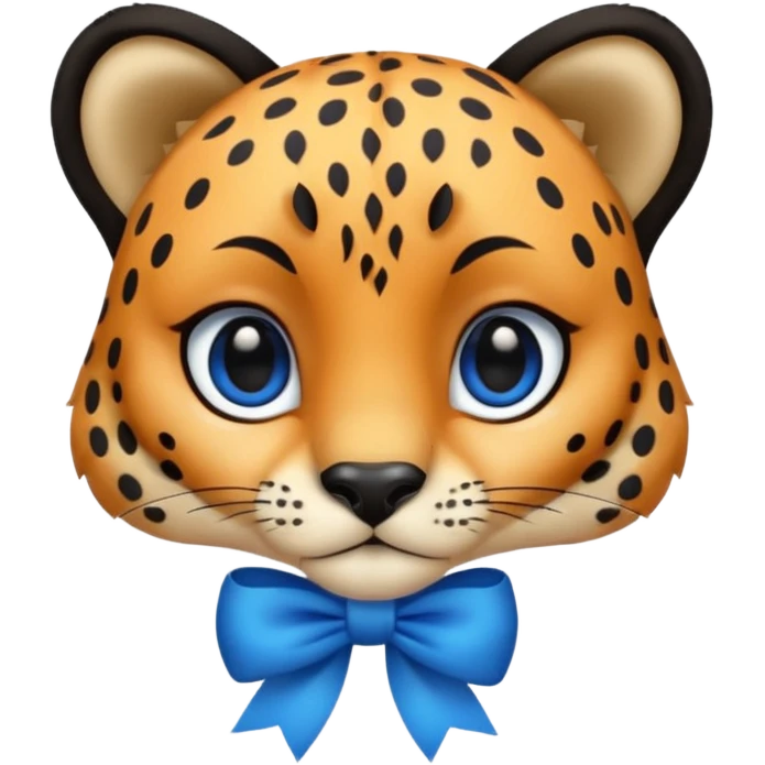 cute cheetah with blue bow emoji