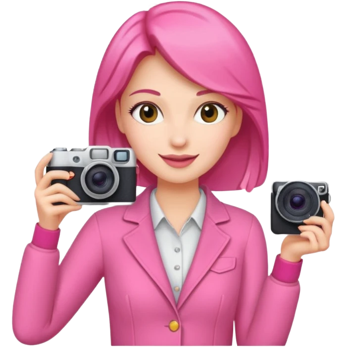 cheerfull pink women with digicam emoji
