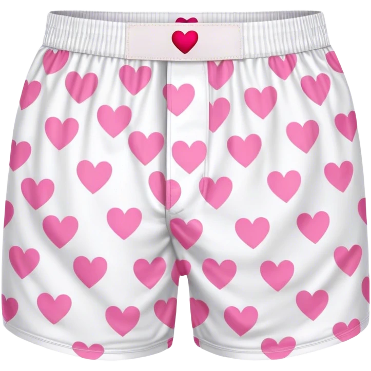 Pink heart patterned white pair of boxers emoji