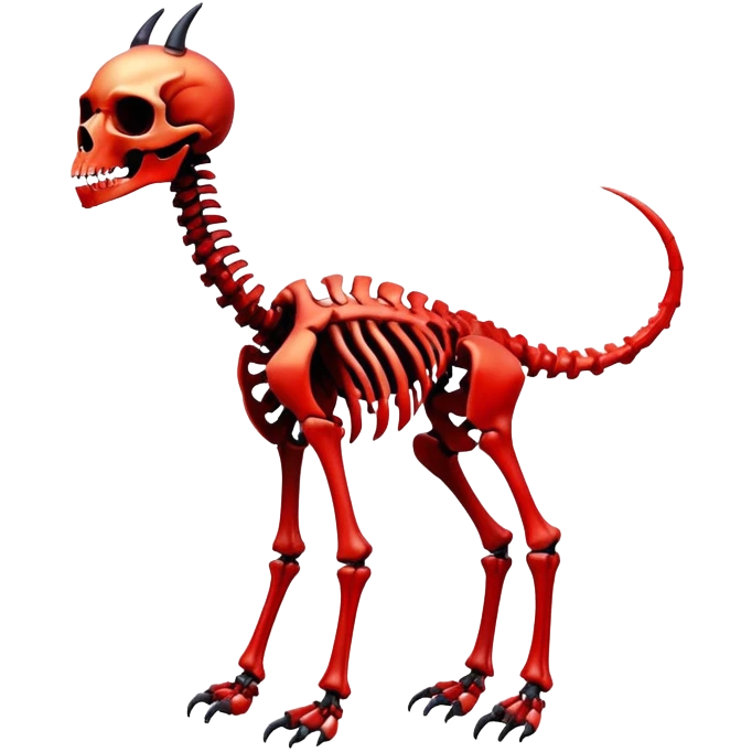 A black and red gradient epic shiny cool edgy skeletal animal, full body emoji