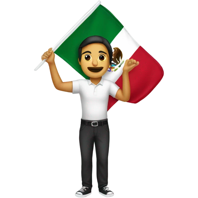 Mexican with a flag over their head eating tacos emoji