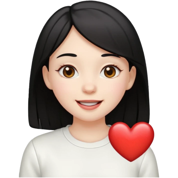 Heart-eyes emoji with a heart next to it and drooling
Black-haired girl, loves white emoji