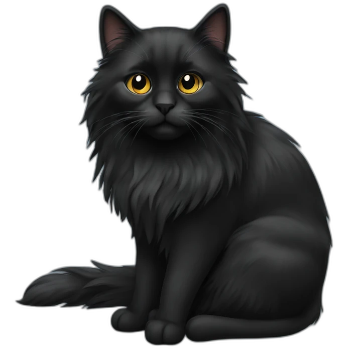 black long haired cat emoji