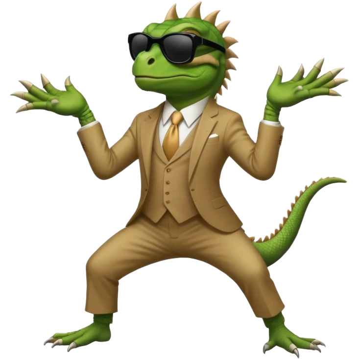 capitalist iguana banker godfather with black sunglasses breakdance emoji