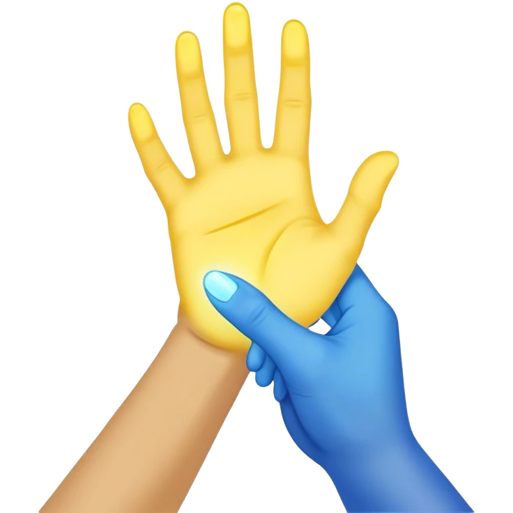 a hand being held by a glowing blue hand and a glowing yellow hand souls... hope and comfort from the past and futur emoji