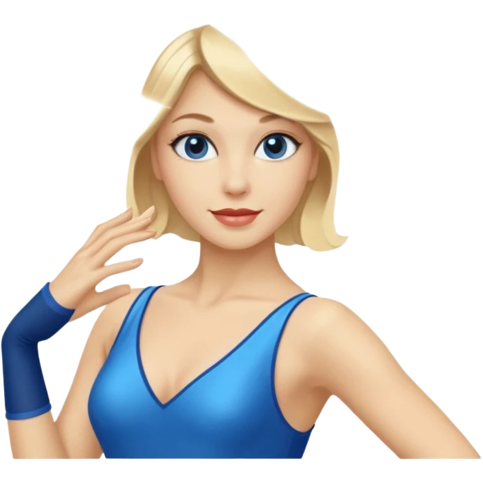 blue jazz style dance costume on blonde emoji