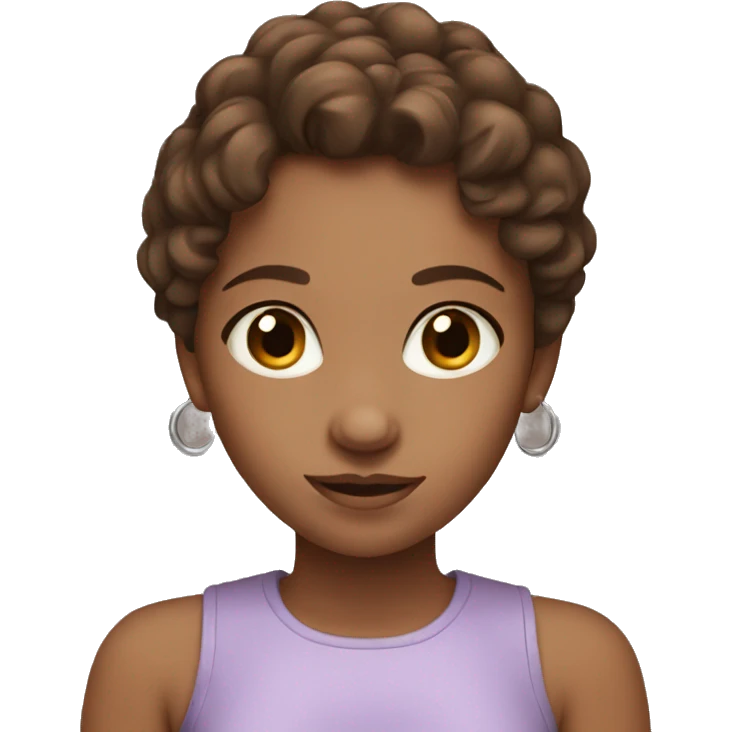 A sweet and cute girl with brown hair and wearing hoop earrings emoji