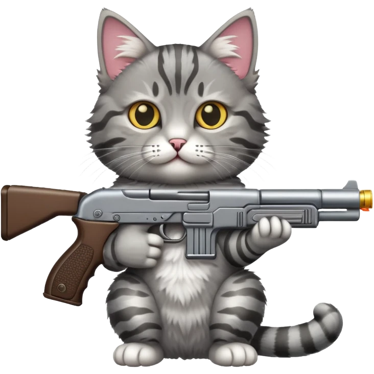 Cat holding a gun emoji