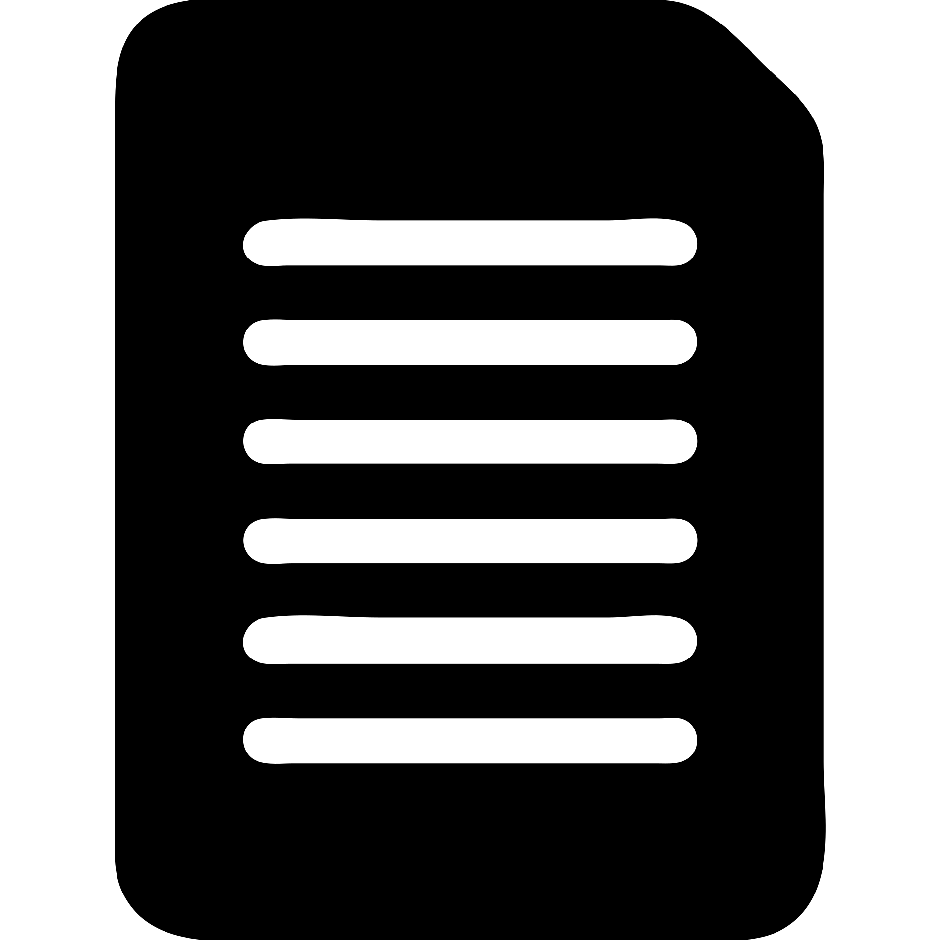 minimal solid white icon for a weekly list on black background, Netflix UI style, bold geometric notepad or paper with seven short horizontal lines, no text emoji