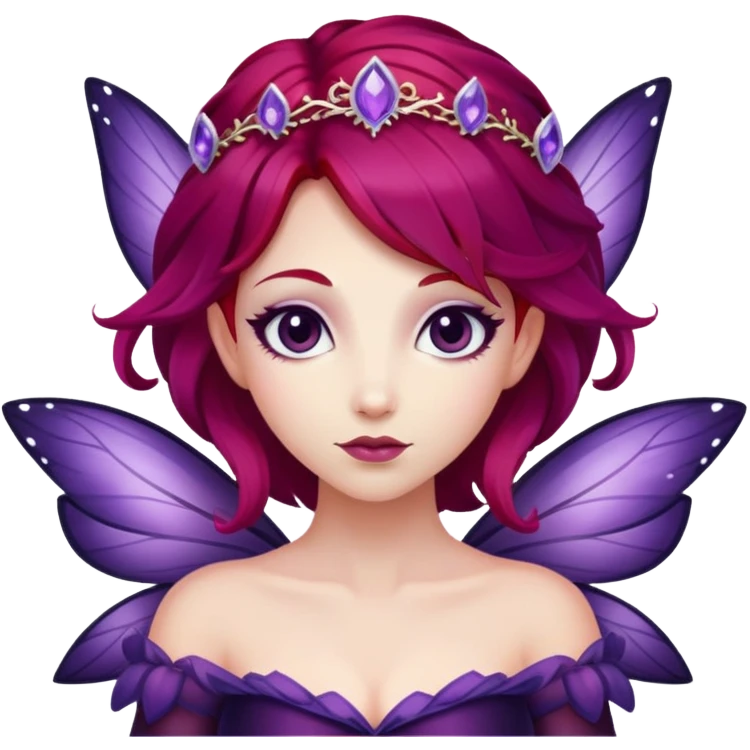 dark purple plum fairy with red hair  emoji