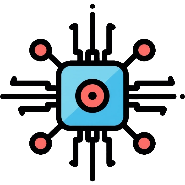 Artificial intelligence microchip with neural network connections emoji