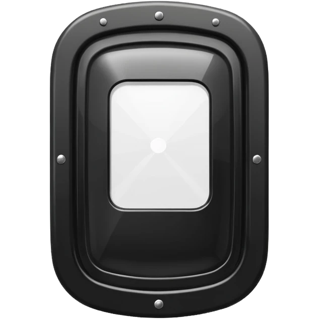 black riot shield with white RCR and rectangular window in apple emoji style emoji