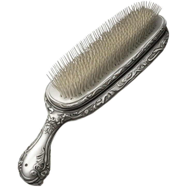 vintage rococo silver hair brush emoji