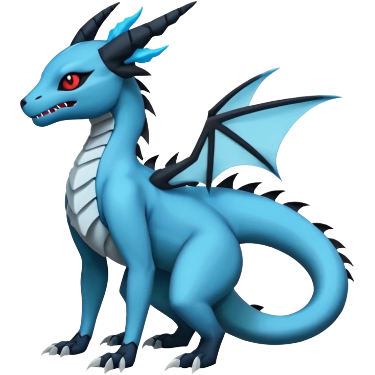 Edgy gothic evil dark Salandit-Glaceon-Salamence-hybrid-fusion (full body) emoji