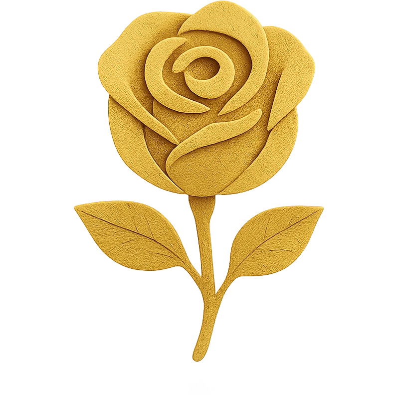 gold rose paper craft style emoji