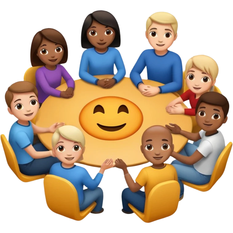 Therapy support group with a group of people sitting in a circle emoji