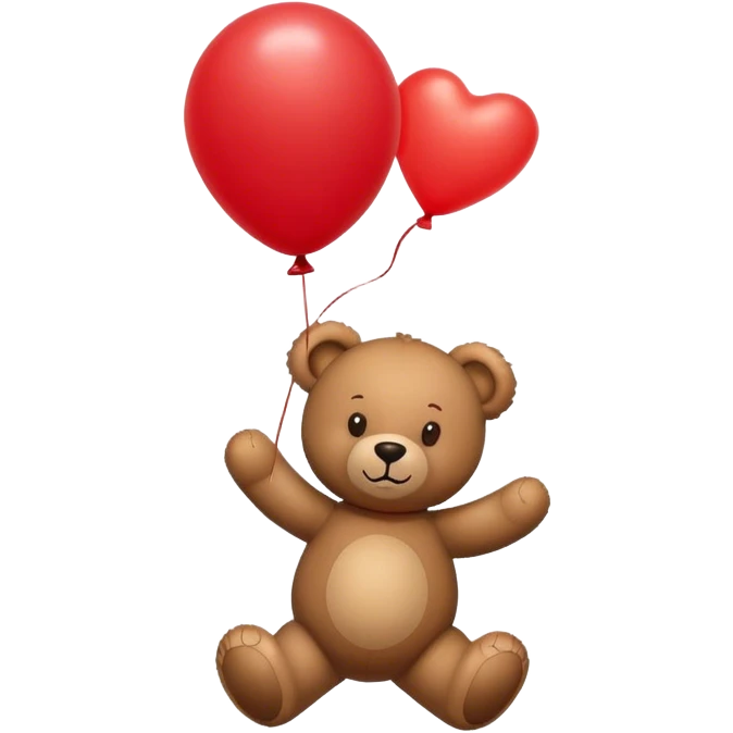 Brown Teddy floating up with a balloon emoji