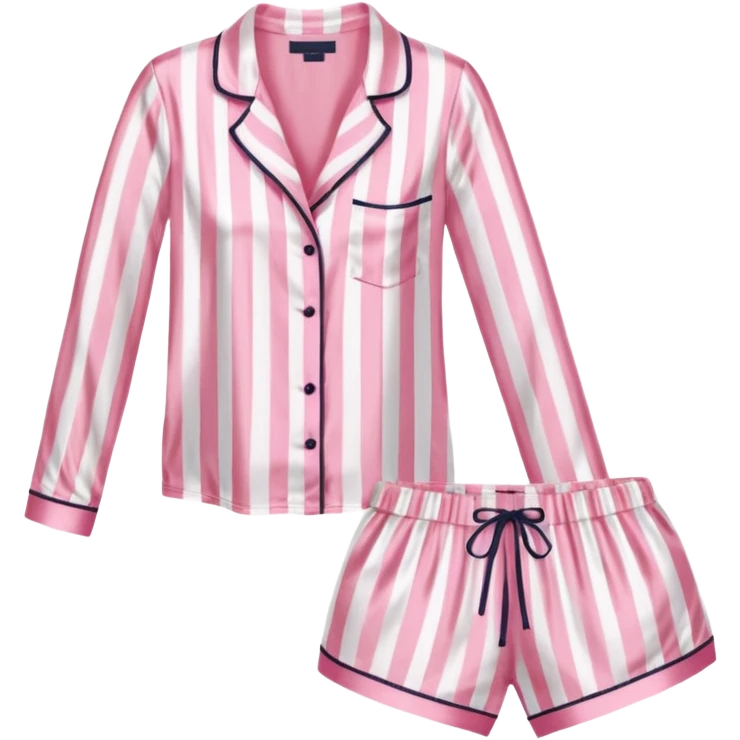 Striped pink and white silk Victoria’s Secret pajama set emoji