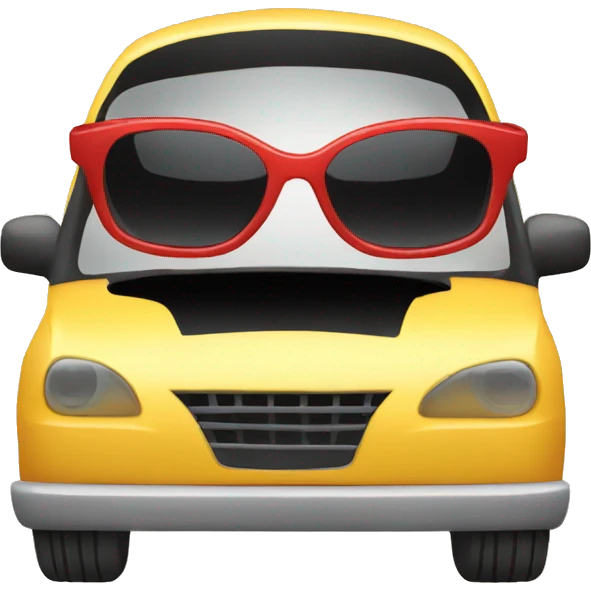 Sunglasses emoji driving a car emoji