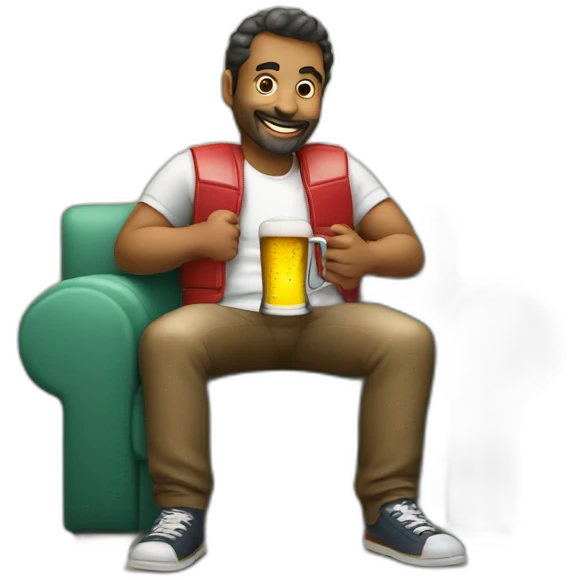 Papi avec une bière sur le canape emoji