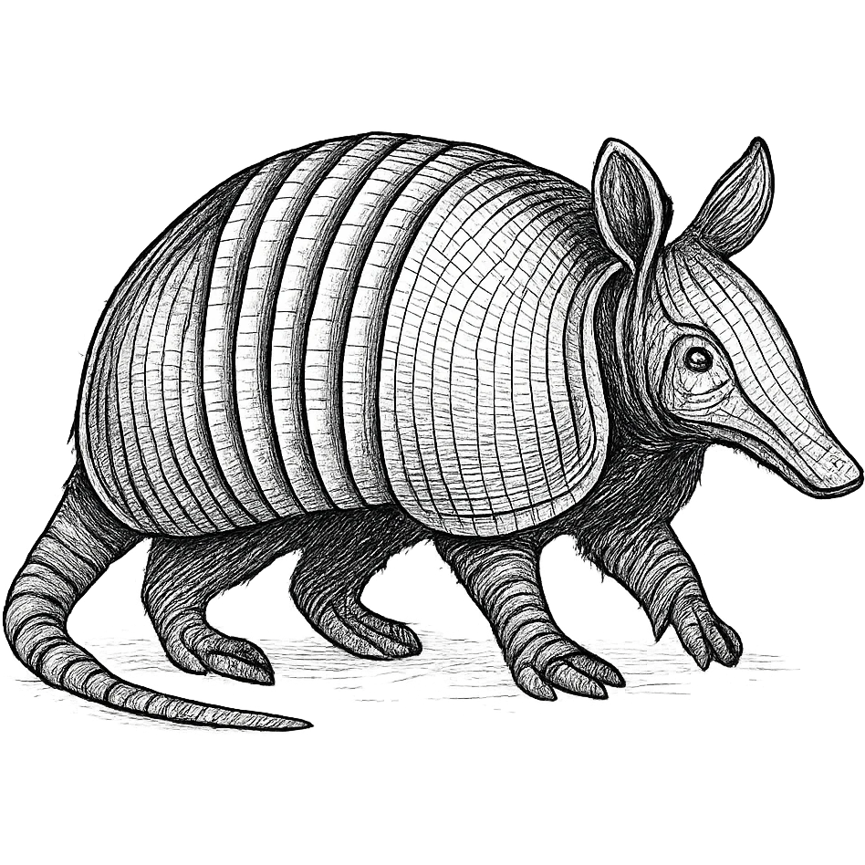armadillo in black ink sketch style, no color emoji