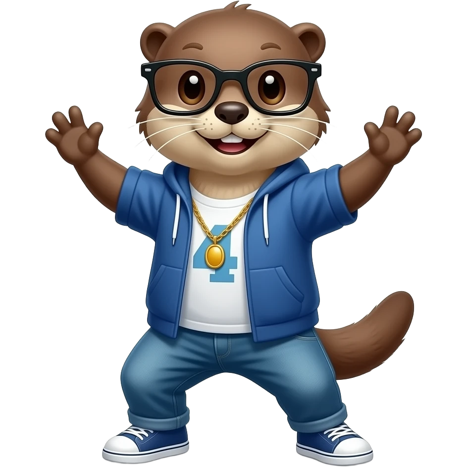 An otter with glasses dancing hip hop emoji