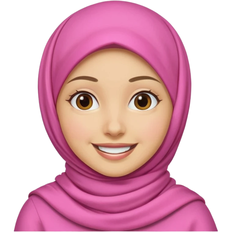 A medium light skin girl with pink hijab smile happily emoji