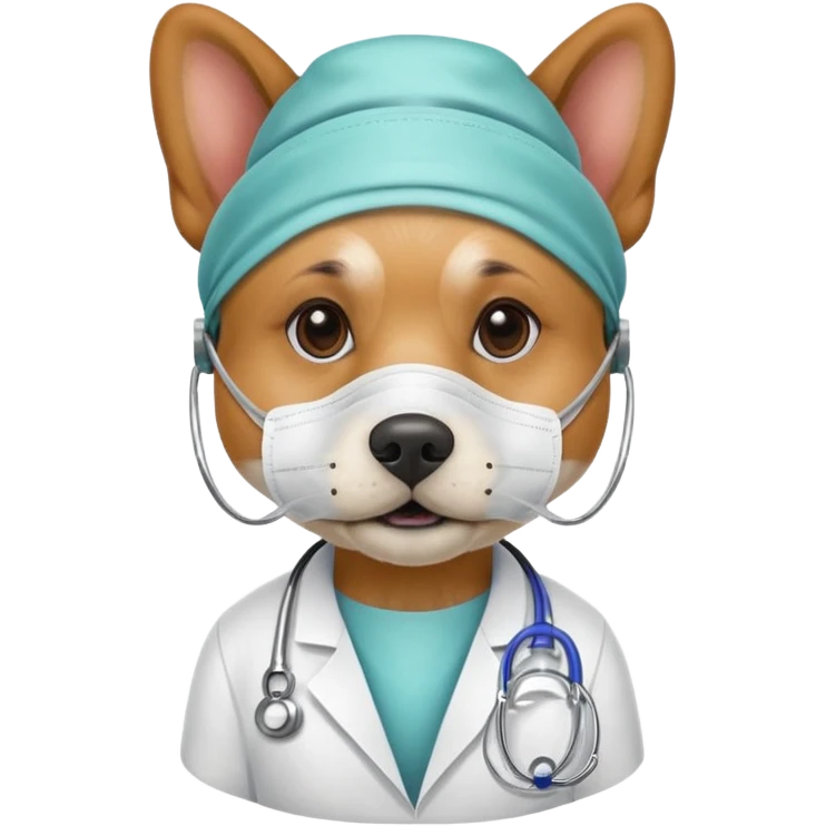 doctor dog wearing medical mask emoji