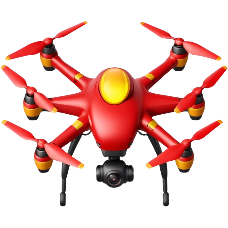red drone with yellow light around the body ,dark red circles in the body with sharp edges in the body emoji