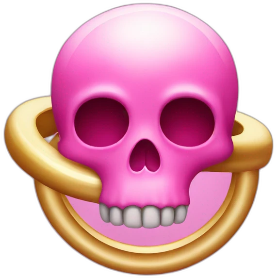 pink skull with a floating ring above head emoji