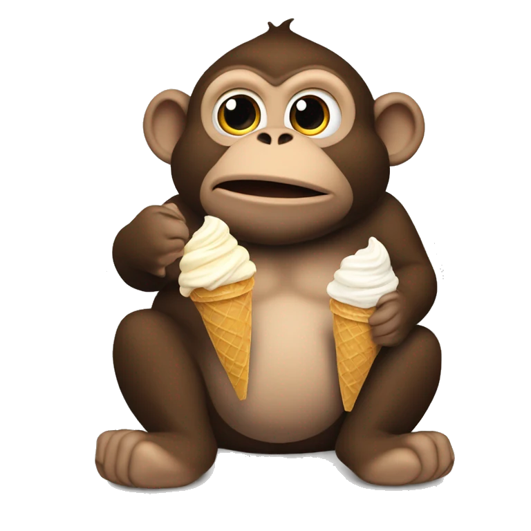 A fat monkey eating ice cream while think of a girl name hadlee emoji