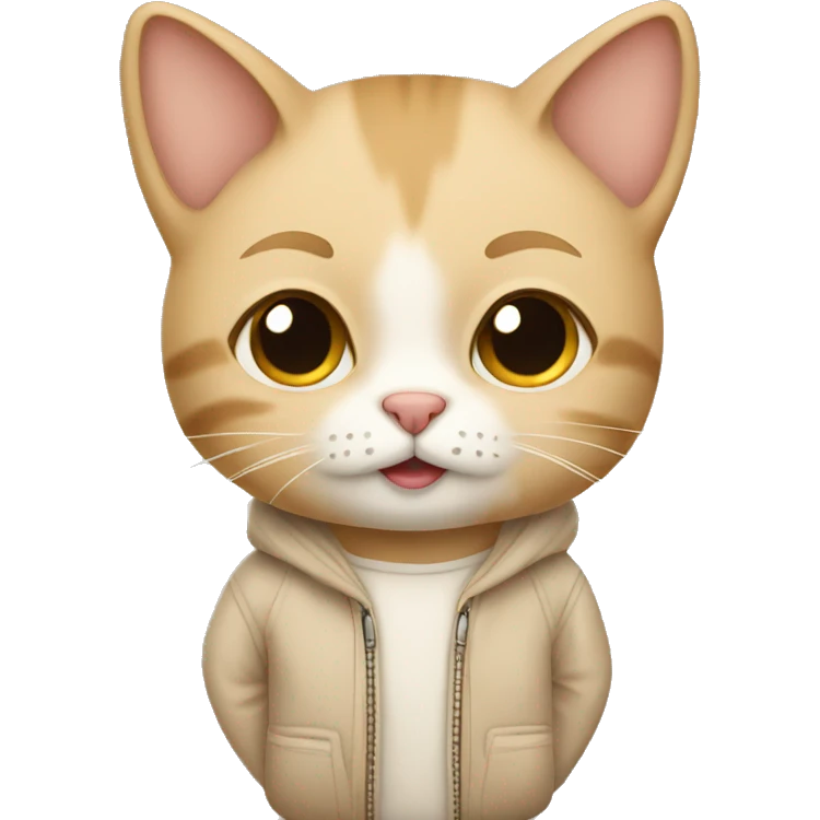Cute cat with beige clothes emoji