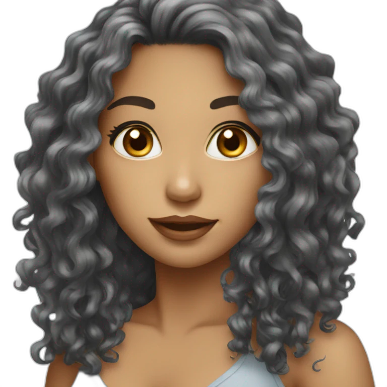 Sexy woman with long black curly hair emoji