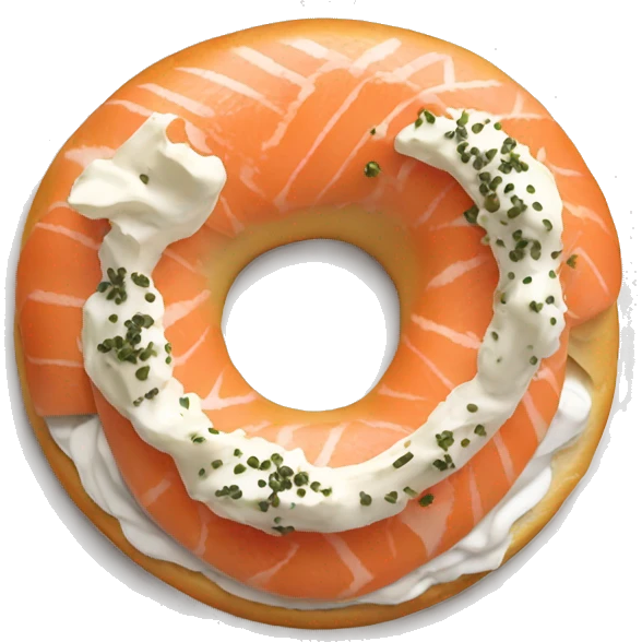 everything bagel with cream cheese and salmon  emoji