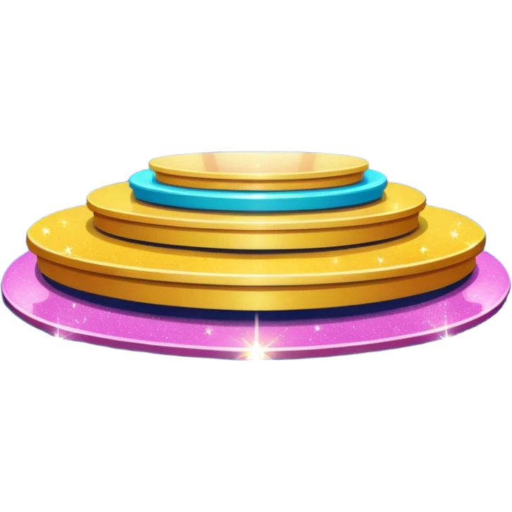 A spotlight-lit platform with glittery floor decorations. emoji