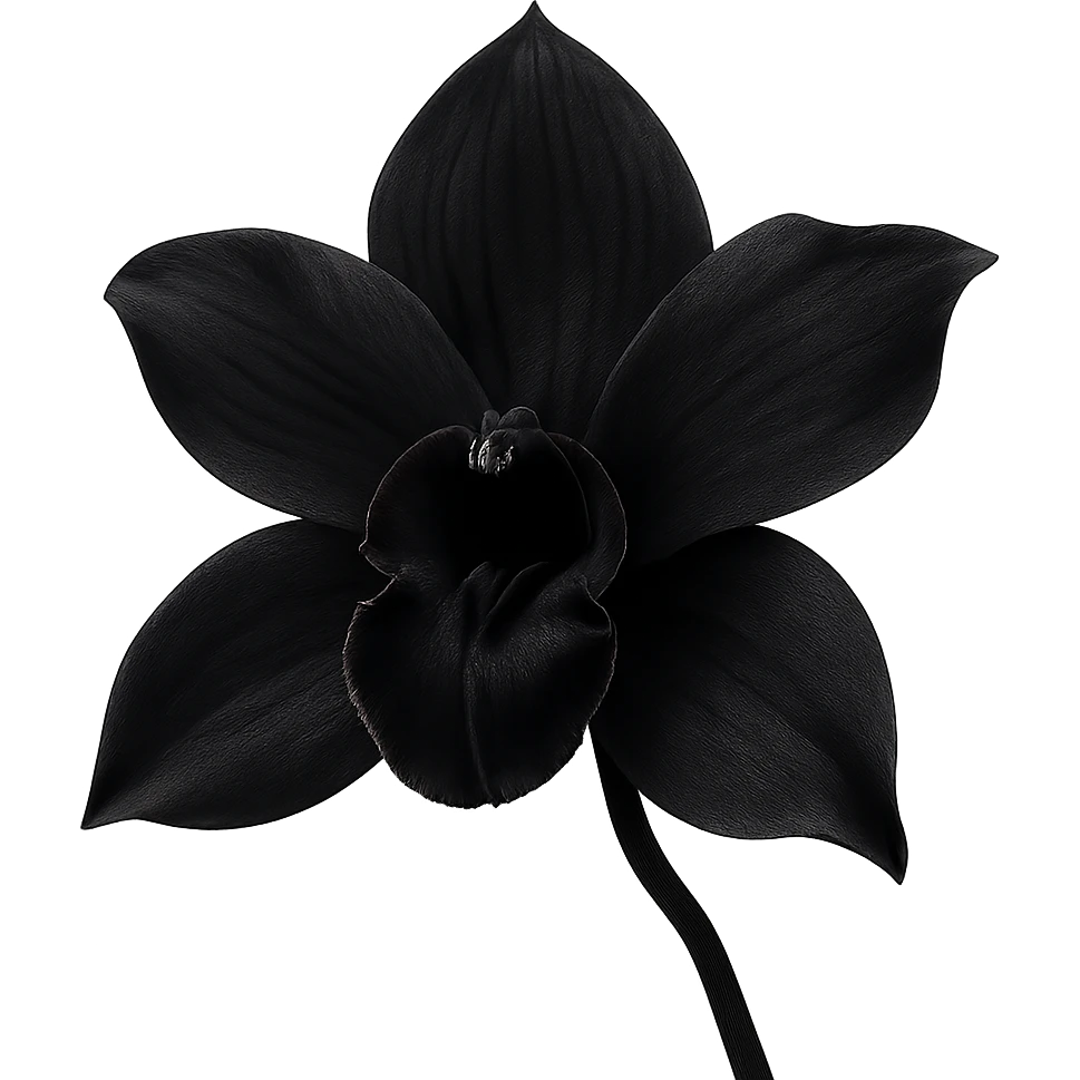 a black orchid, exotic and dramatic, gothic style, elegant and dark emoji