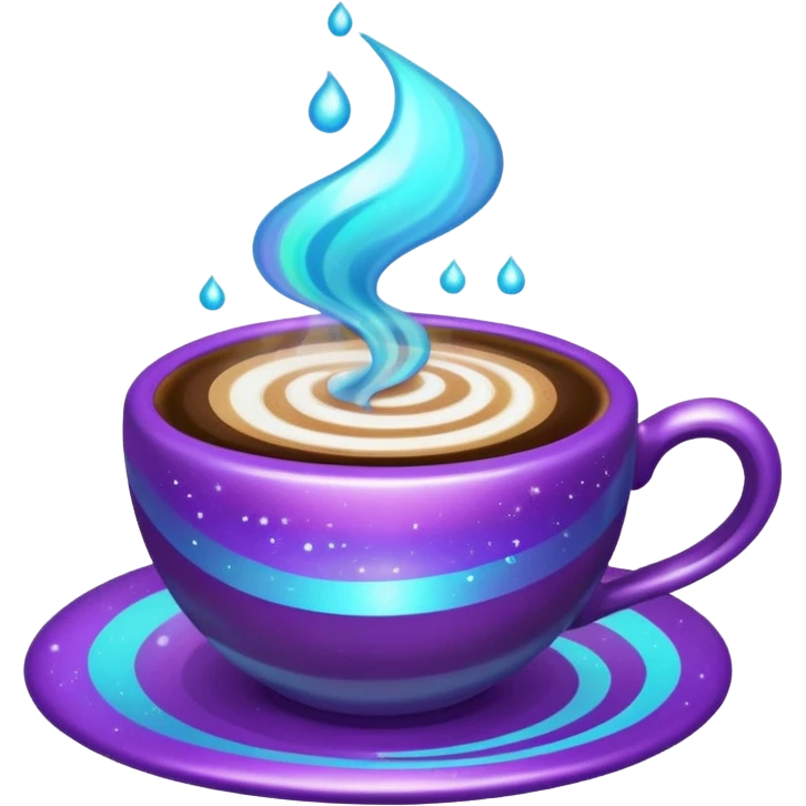 glitter cian and purple coffee
 emoji