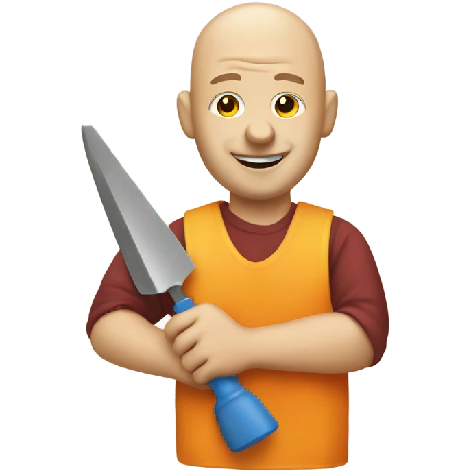 Bald man with wine glass and a plastering trowel in the other hand  emoji