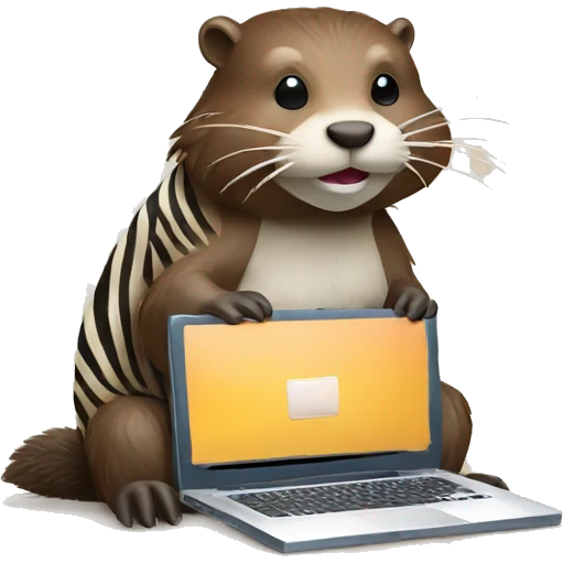 beaver as zebra with laptop emoji